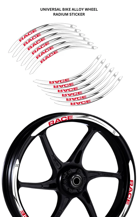 Alloy Wheel Radium Sticker Compatible with Universal Bike | Made In Premium Radium With FPF(Fade Protection Film), Water Proof, Precut Sticker, Pack Of 12